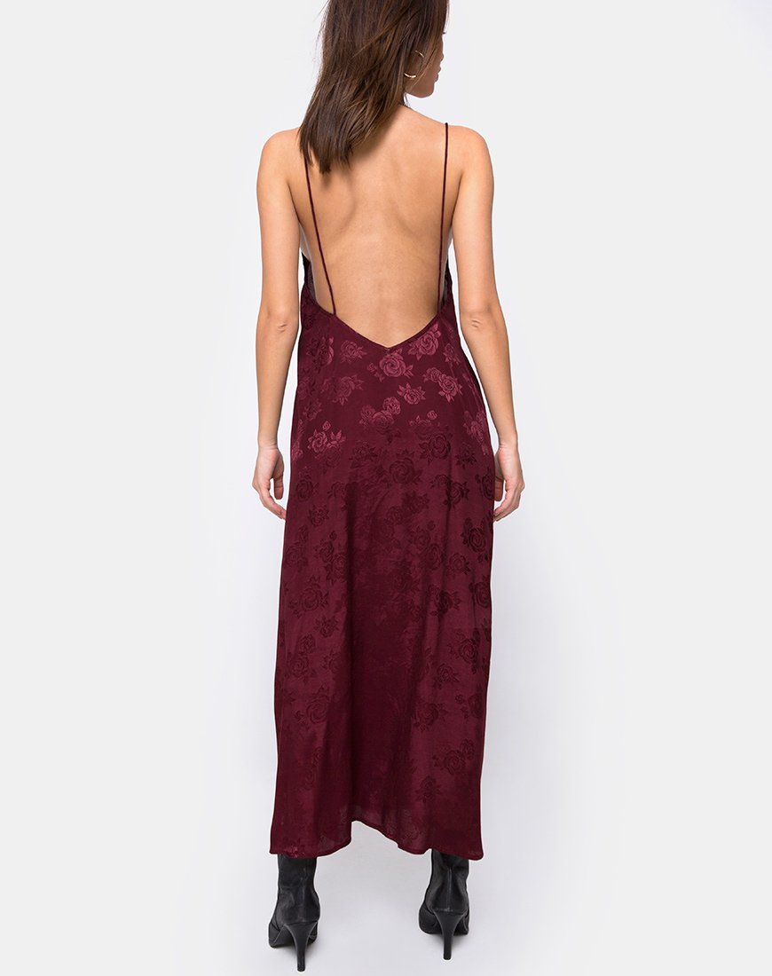 Imagen de Hime Maxi Dress in Satin Rosa Borgoña