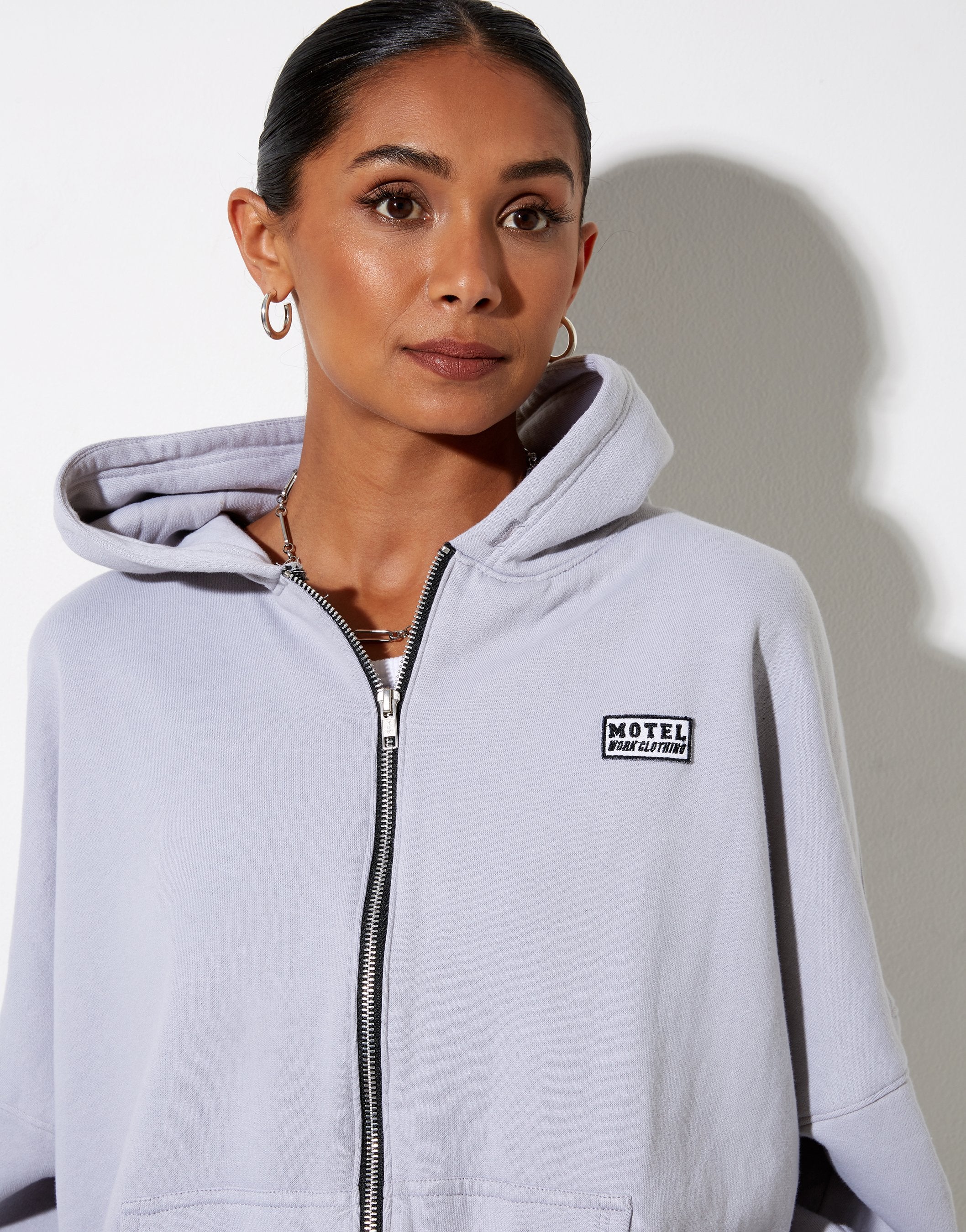 Imagen de Hollack Hoodie in Lunar Rock with Motel Work Clothing Label Embro