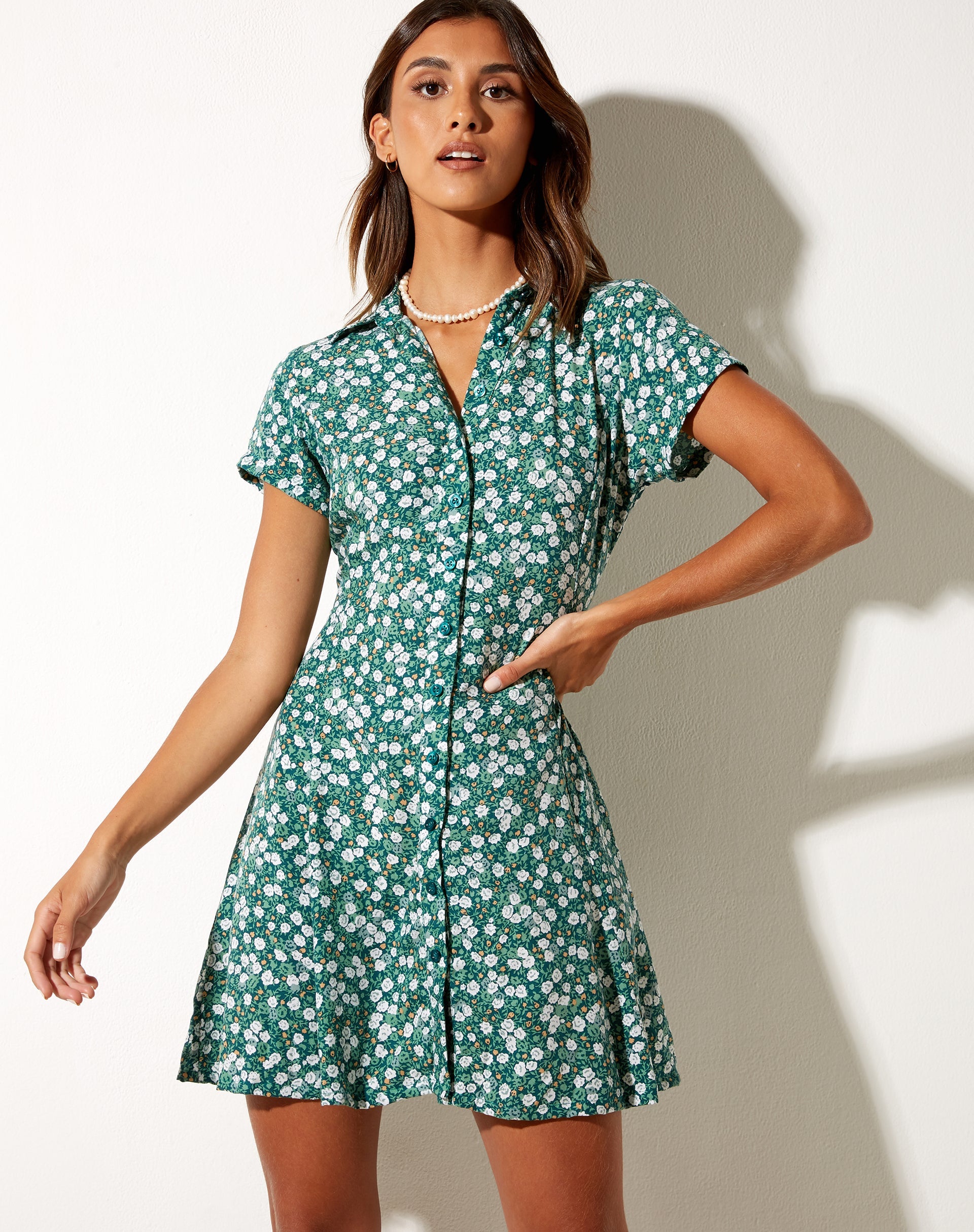 Imagen de Holma Mini Vestido en Floral Campo Verde