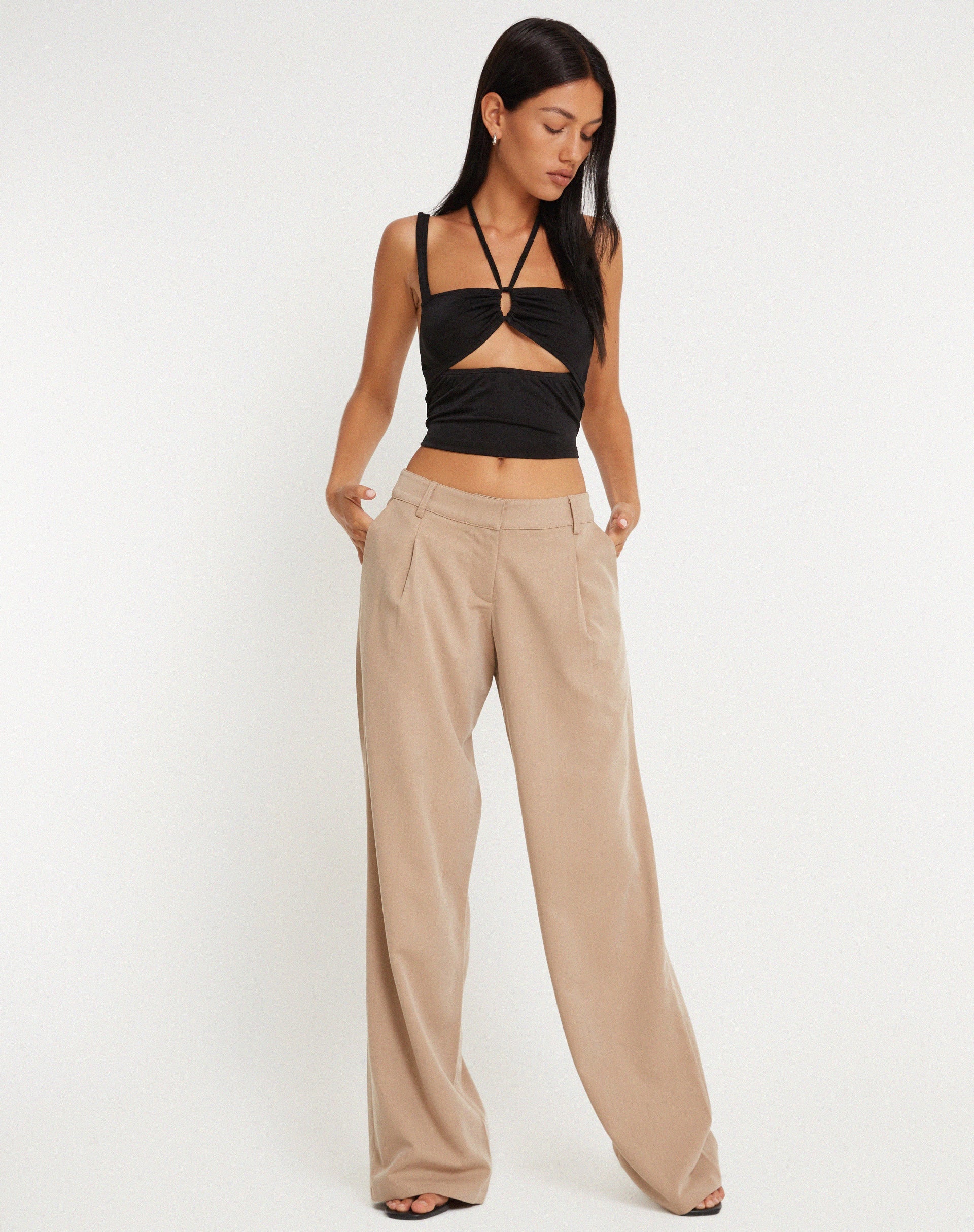 imagen de Hondra Wide Leg Trouser en Beige