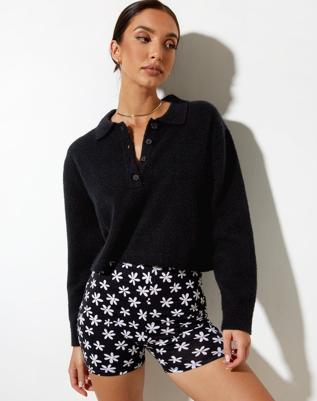 Hot Pant en blanco y negro Daisy de los 90