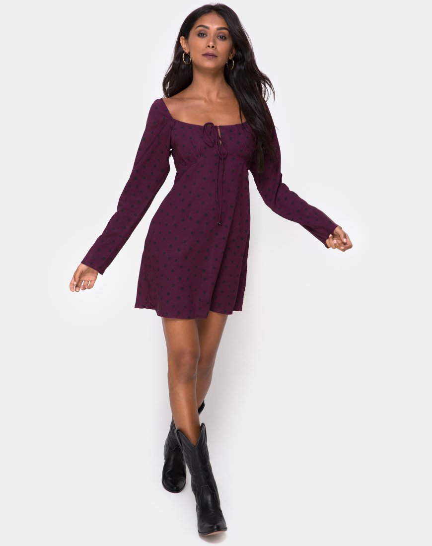 Imagen de Ilova Vestido Skater Polka Vino
