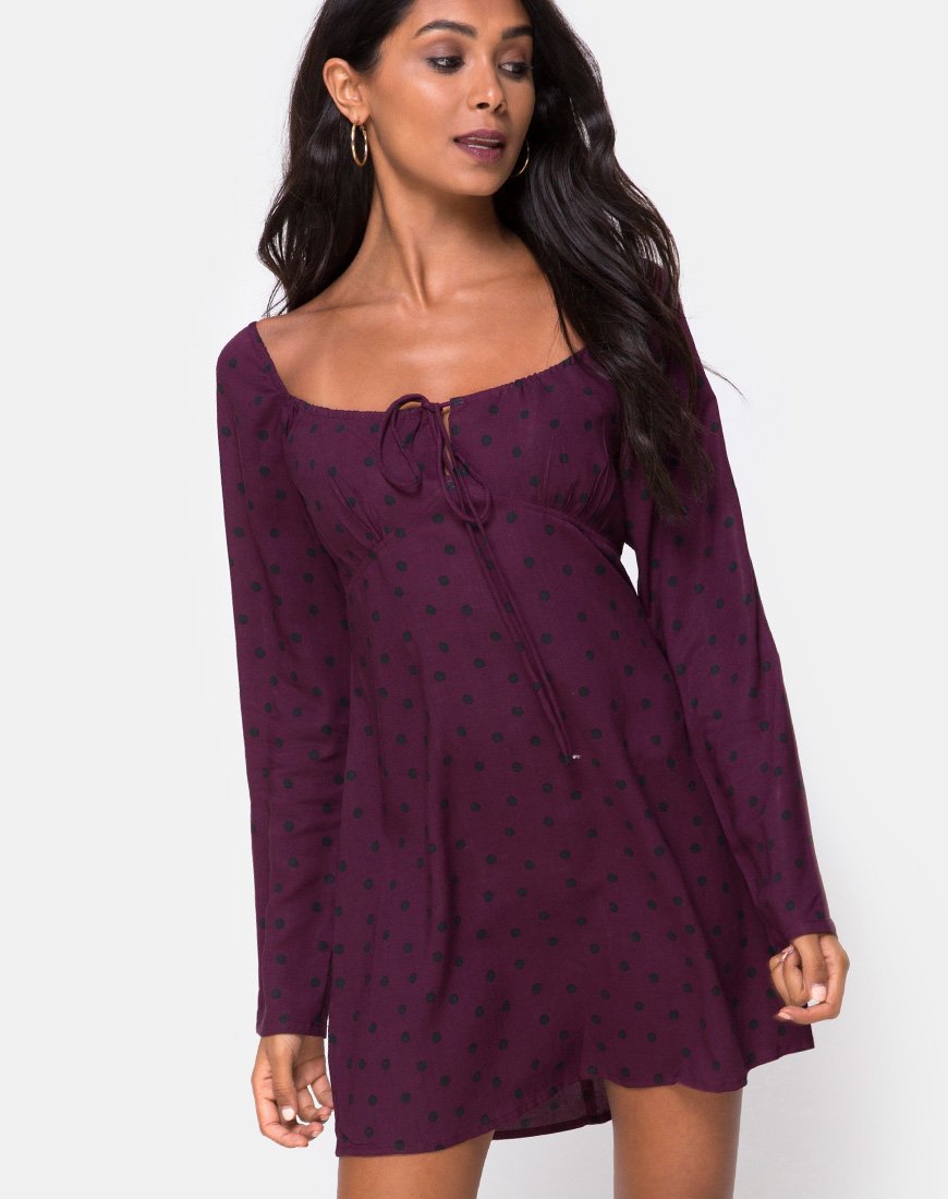 Vestido Ilova en Skater Polka Vino