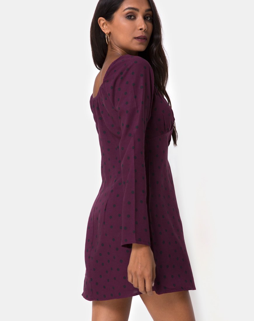 Vestido Ilova en Skater Polka Vino