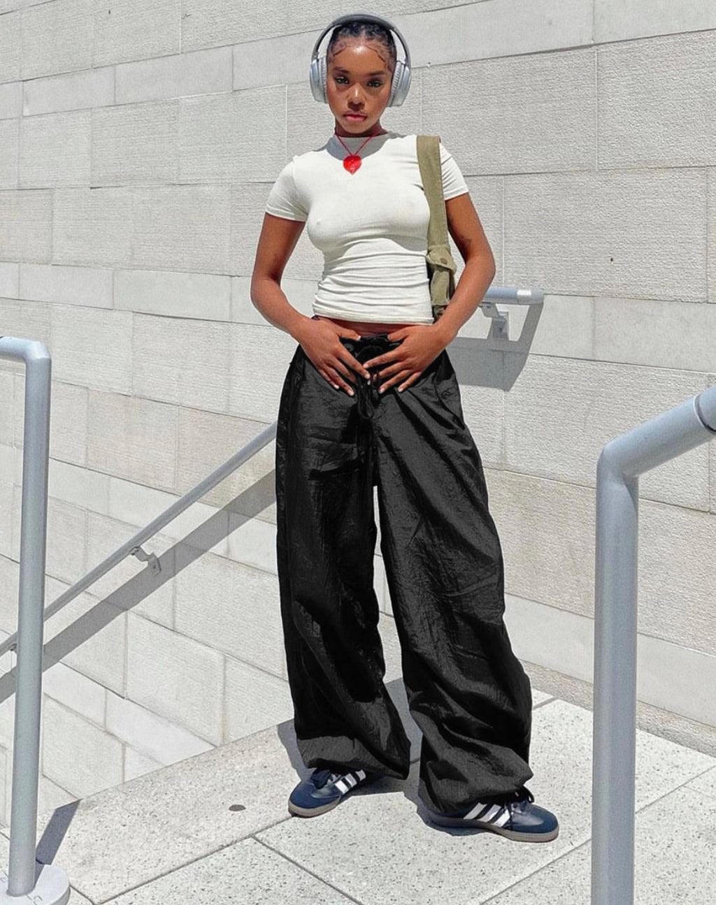 Pantalón Chute en paracaídas negro