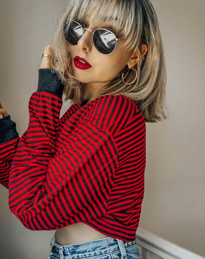 Imagen de Goce Crop Top en Mini Stripe Rojo y Negro