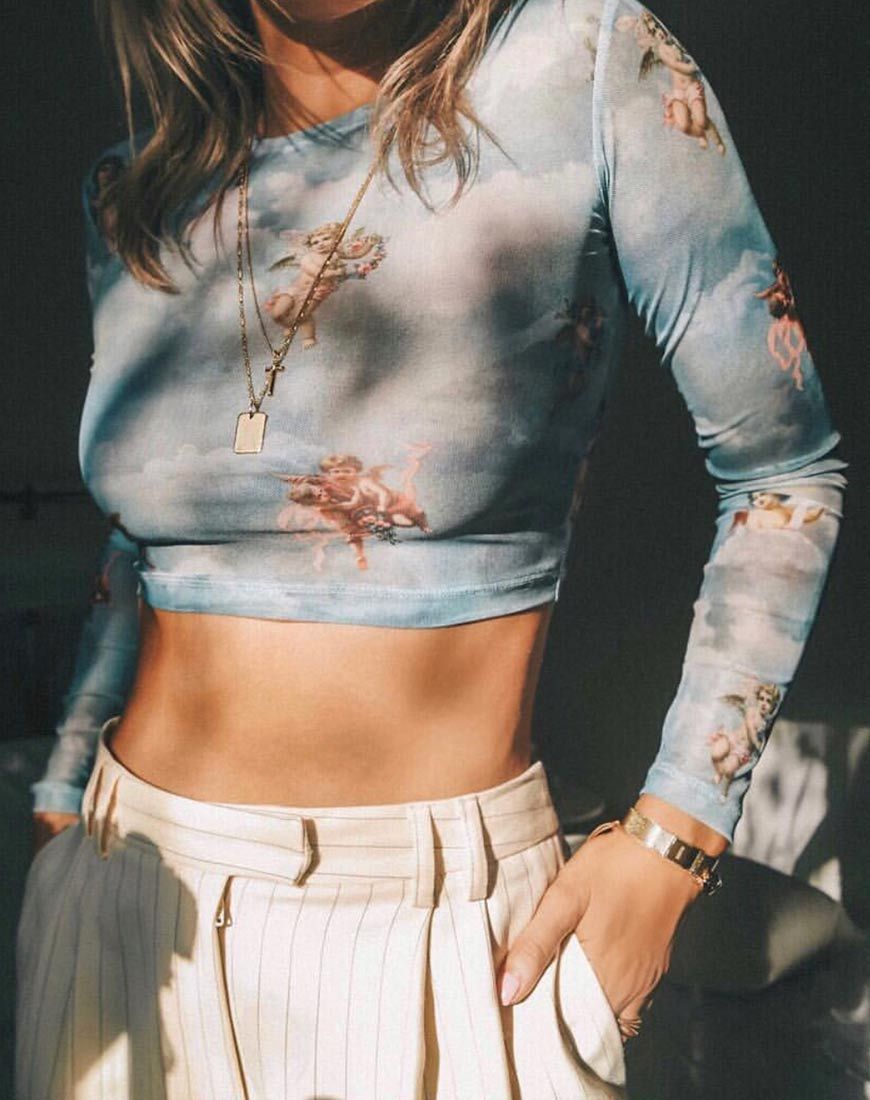 Imagen de Bonnie Crop Top en malla Angel Sky Blue