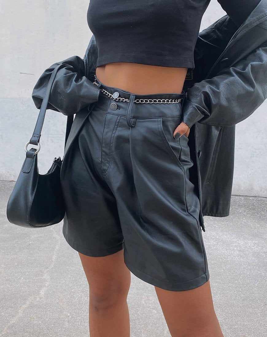 Dab Short en PU Negro Mate