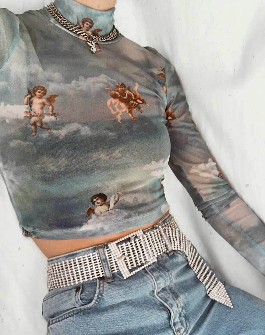 Imagen de Lara Crop Top en malla Angel Sky Blue