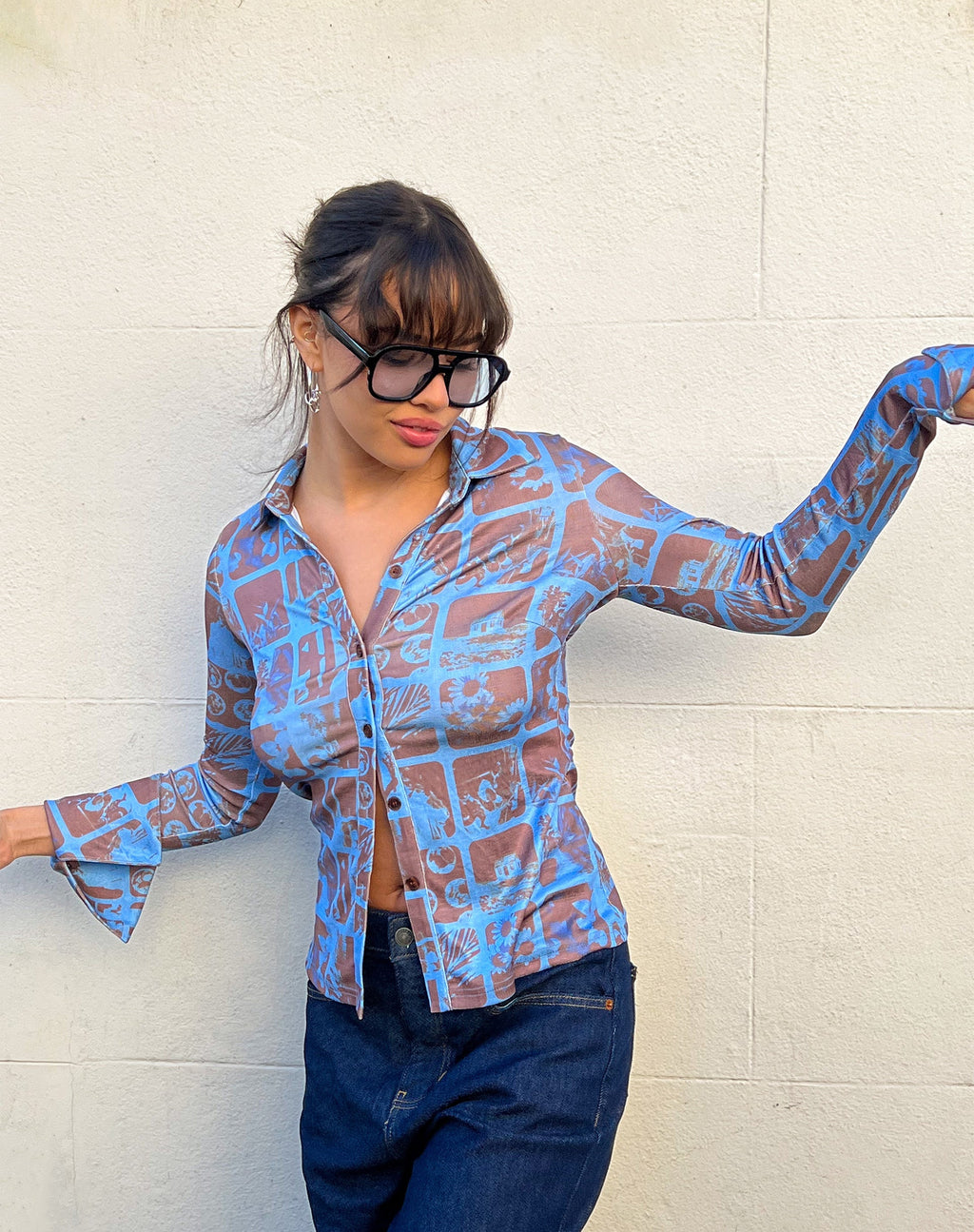 Camisa de manga larga Keani en azul fotográfico