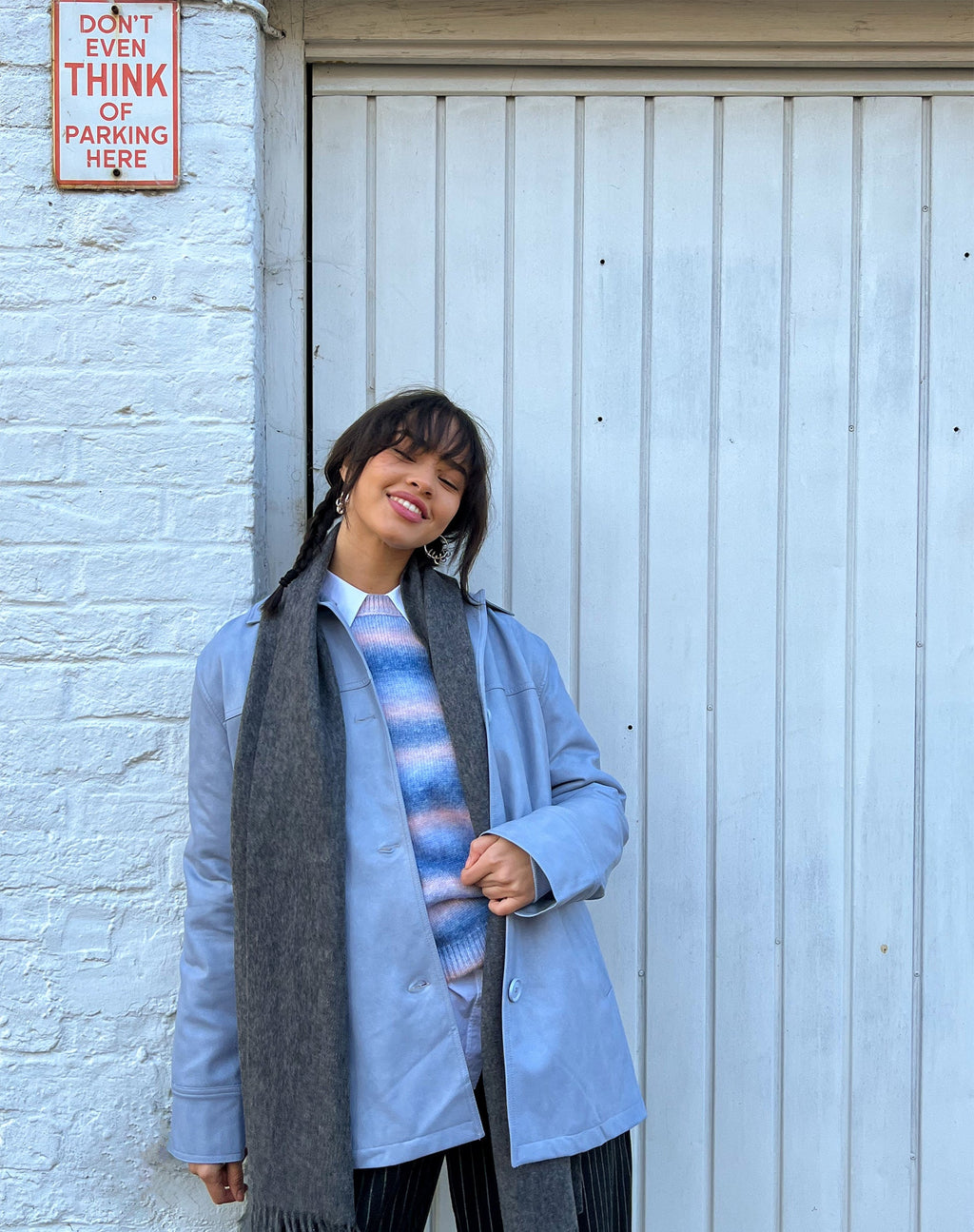 Chaqueta Walta en PU azul empolvado