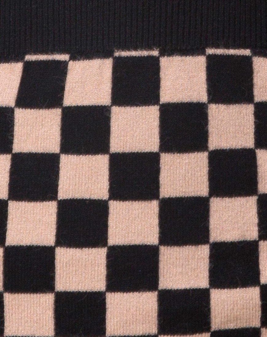 Imagen de la minifalda Immie en damero color canela
