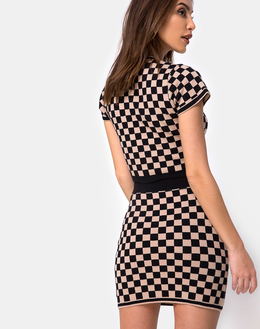 Minifalda Immie en Checkerboard Tan