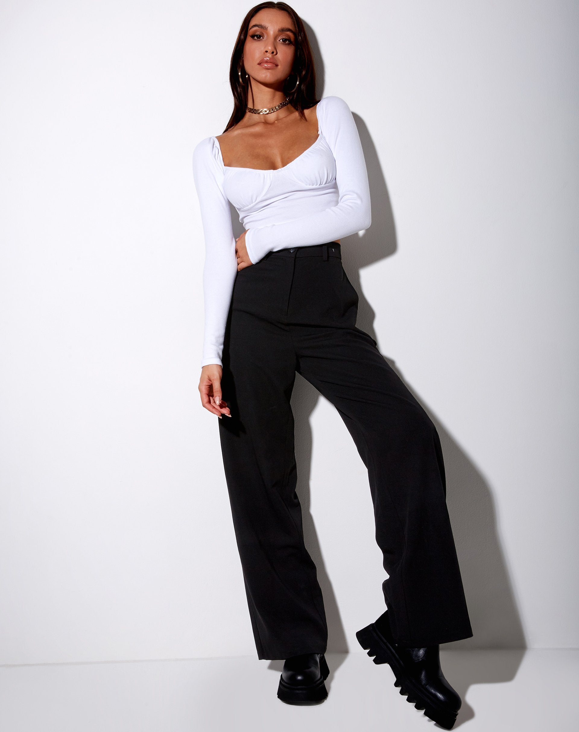 Imagen de Inalo Crop Top en canalé blanco