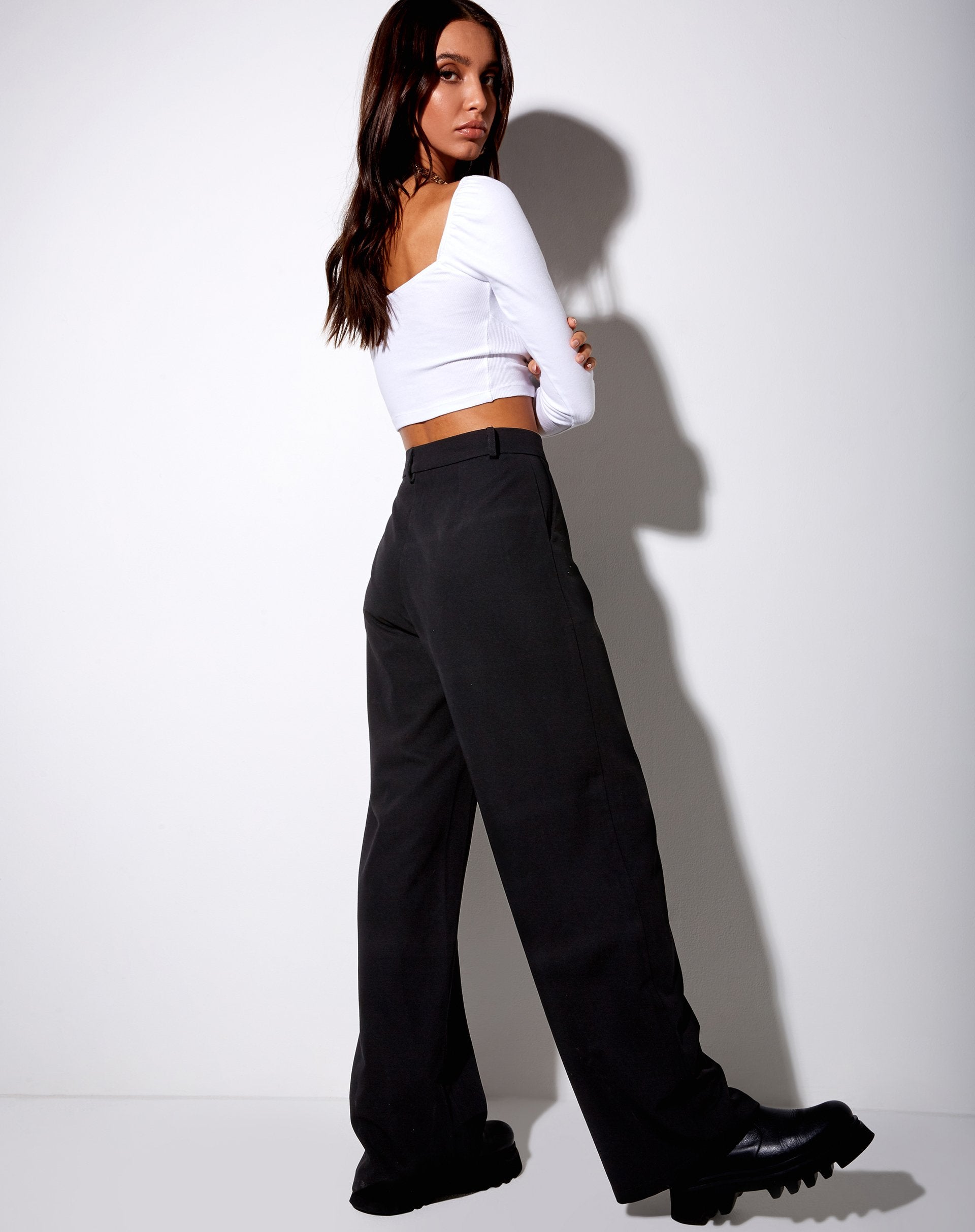 Imagen de Inalo Crop Top en canalé blanco