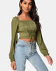 Imagen de Iris Crop Top en satén Cheetah caqui