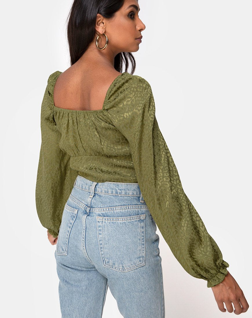 Crop Top Iris en Satén Chita Caqui