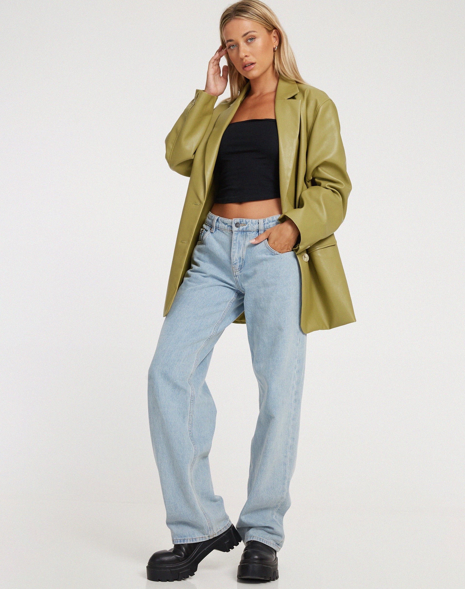 IMAGEN DE Saken Blazer en PU Leaf Green
