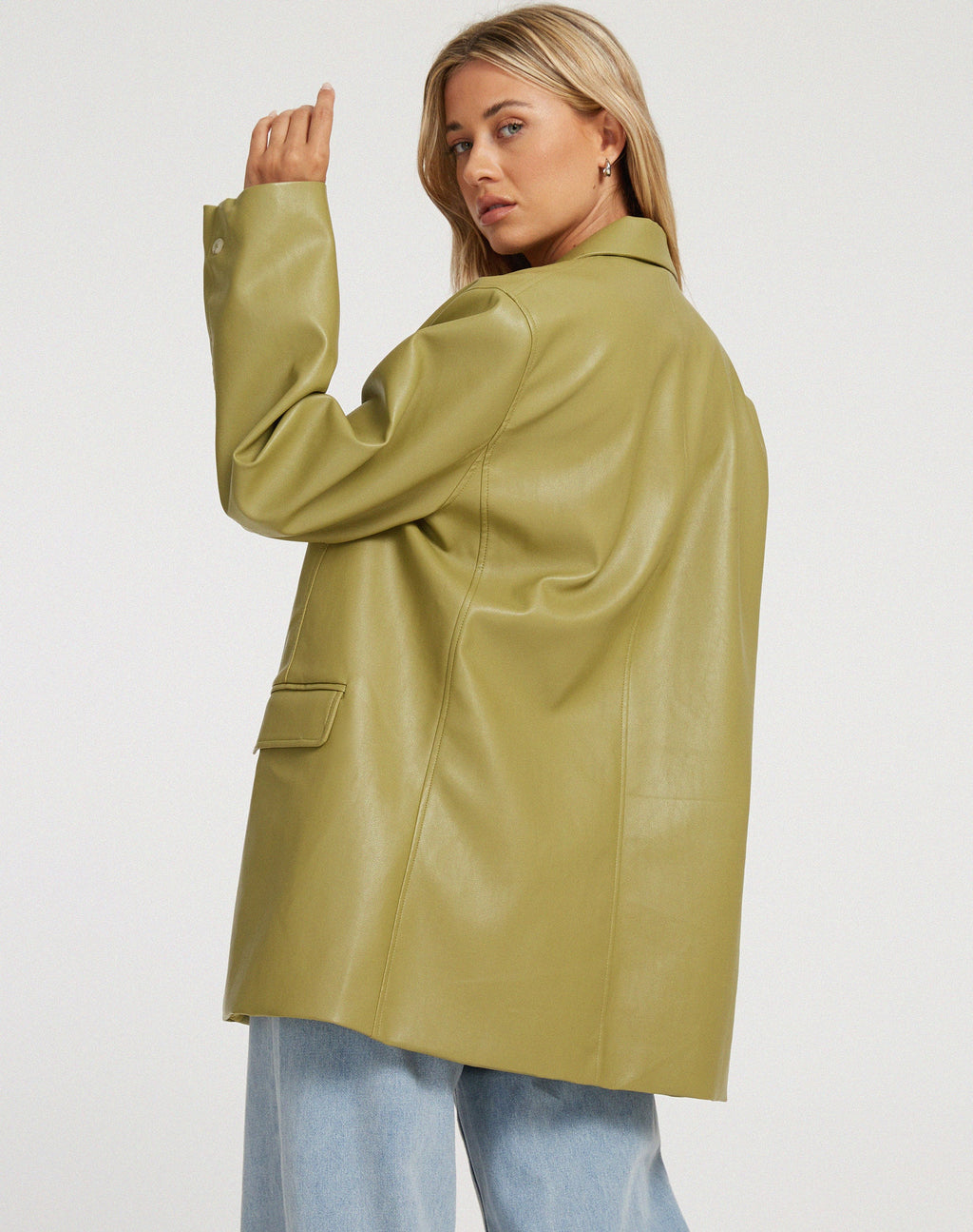 Blazer Saken en PU verde hoja