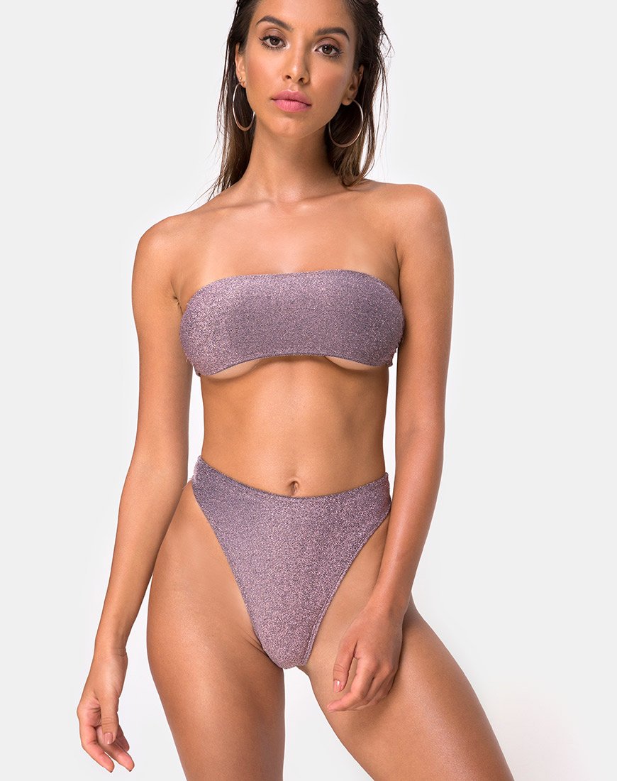 Top de bikini Izarla en purpurina metálica