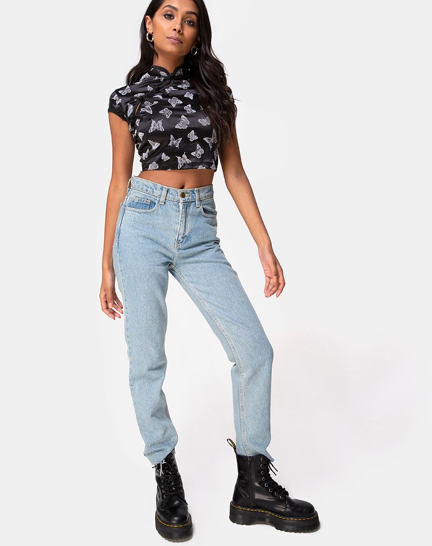 Imagen de Jakina Crop Top en negro Butterfly Flock