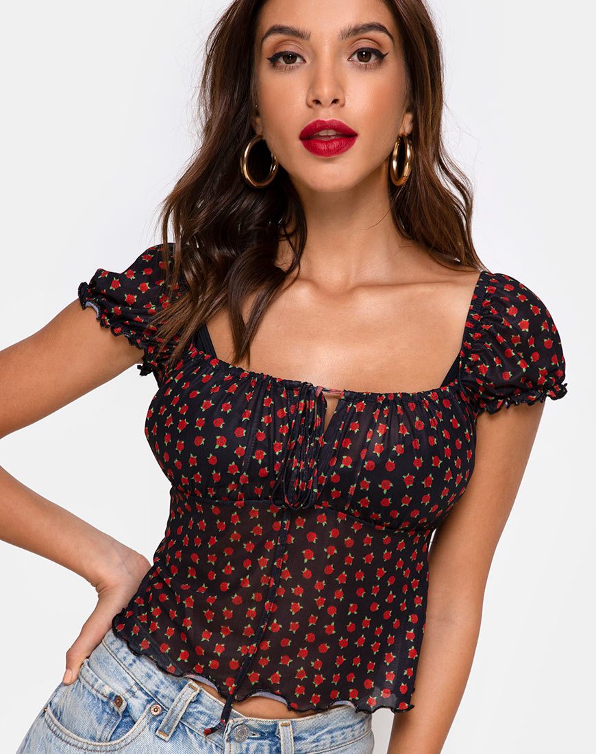 Top Jalina en malla Dotty Rose