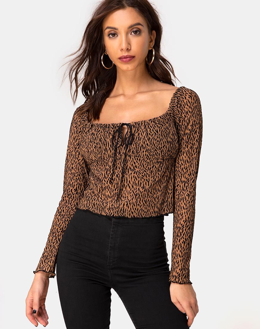 Imagen de Janina Top en Red Tan Animal Flock