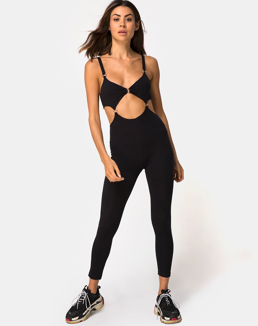 Jasola Cutout Unitard en negro