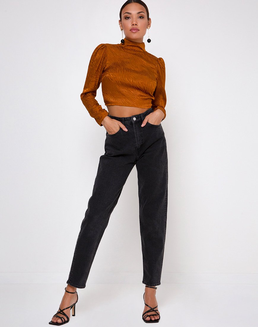 Imagen de Jasty Crop Top en Satén Zebra Coral Dorado