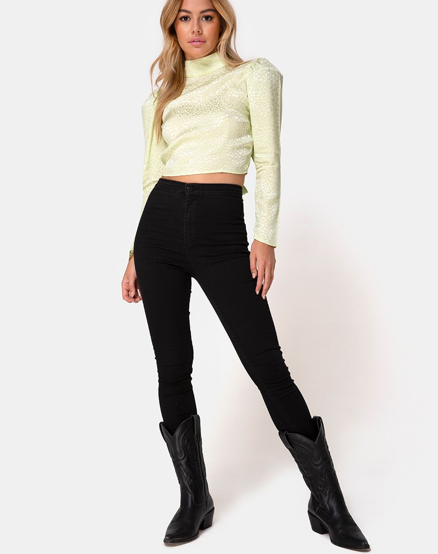 Imagen de Jasty Crop Top en Satén Chita Pistacho