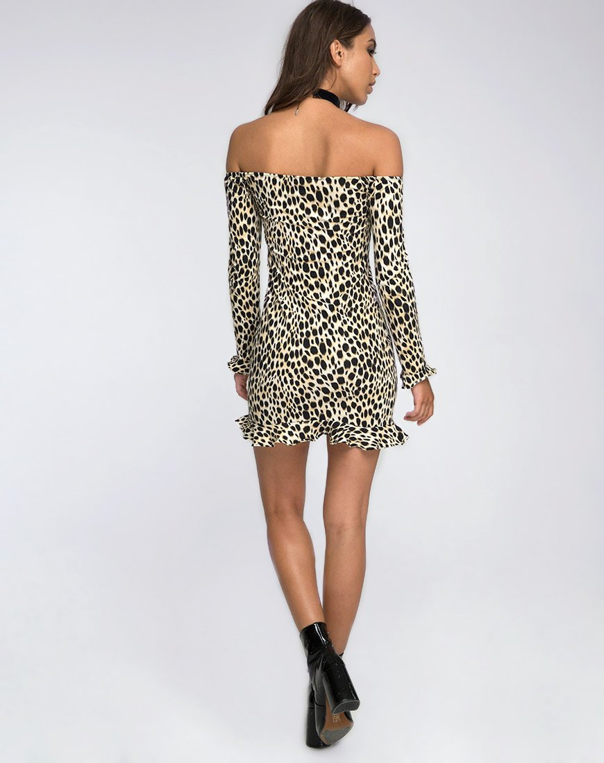 Imagen de Jazzie Off the Shoulder Dress in Cheetah