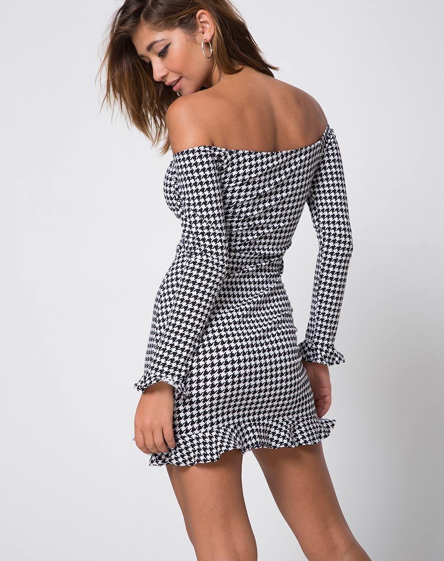 Vestido sin hombros Jazzie en Dogtooth