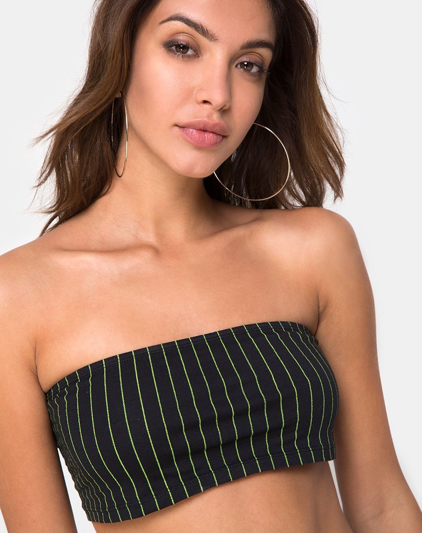 Jeevan Bandeau Top a Rayas Neón