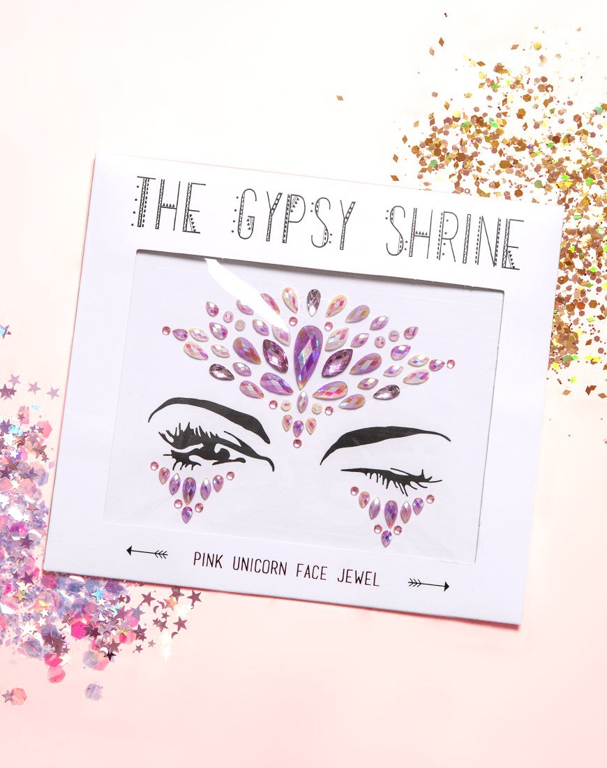 La joya facial Gypsy Shrine en unicornio rosa