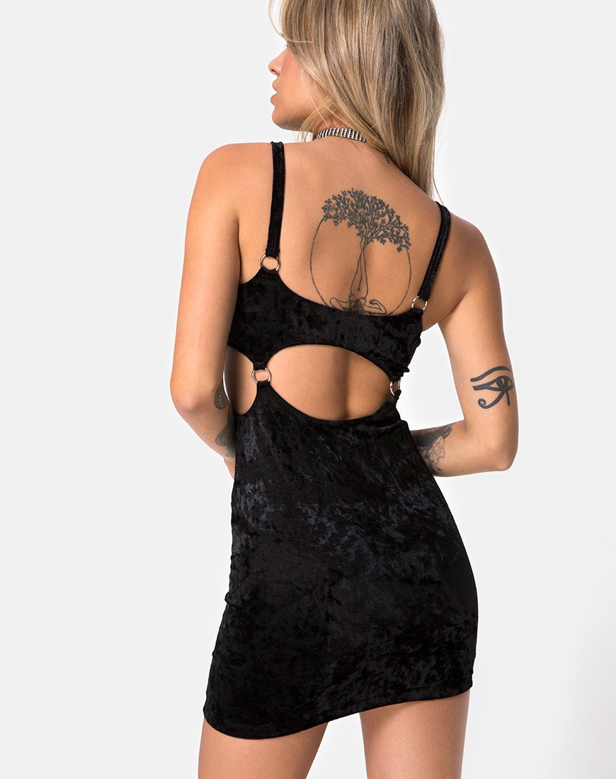 Imagen del vestido Jezabel de terciopelo negro triturado