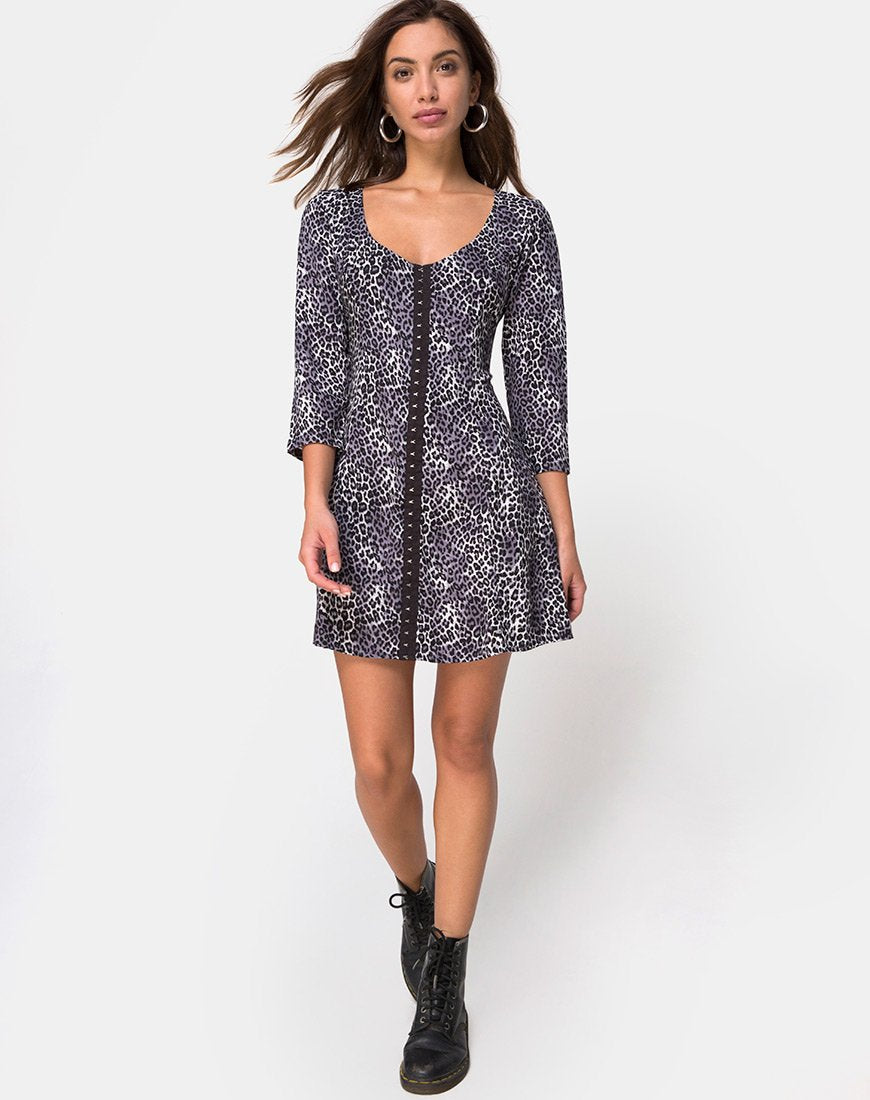 Imagen de Vestido Camisa en Gris Rar Leopardo