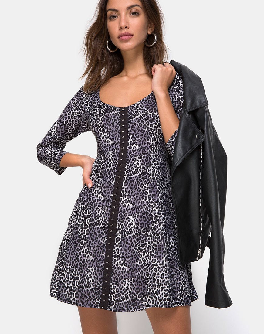 Vestido Camisa en Gris Rar Leopardo