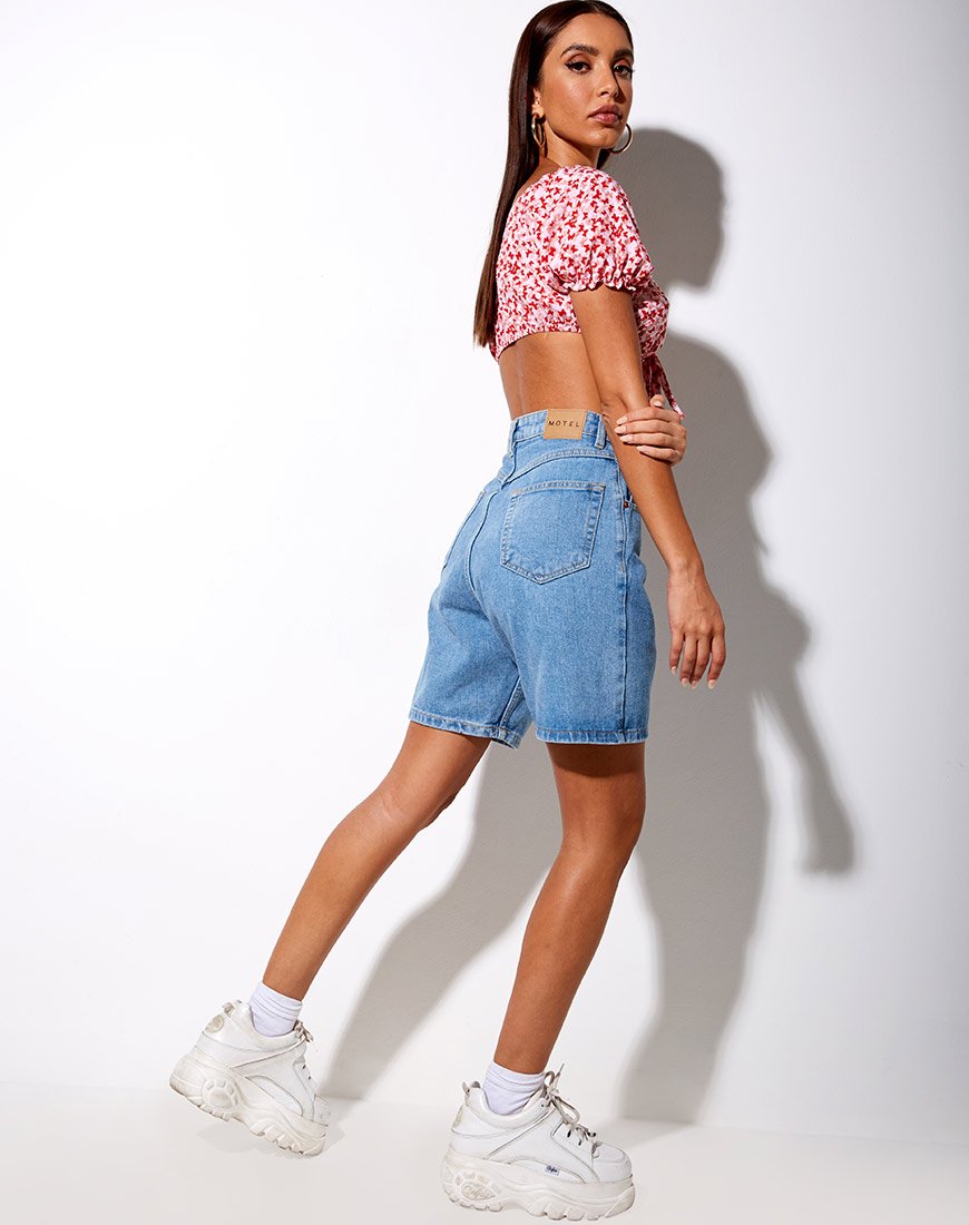 Imagen de Jiha Crop Top en Ditsy Butterfly Melocotón y Rojo
