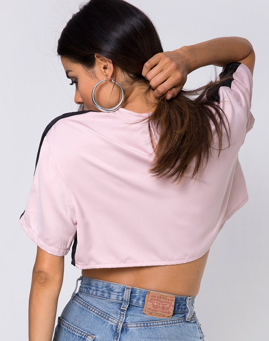 Jiho Crop Top en rubor con raya negra