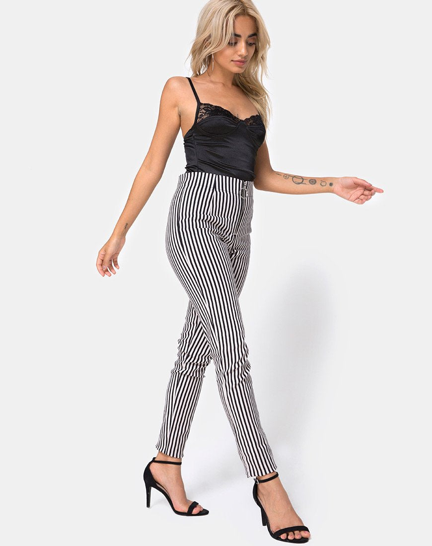 Imagen del pantalón Jolim Mini Pinstripe Negro y Nude