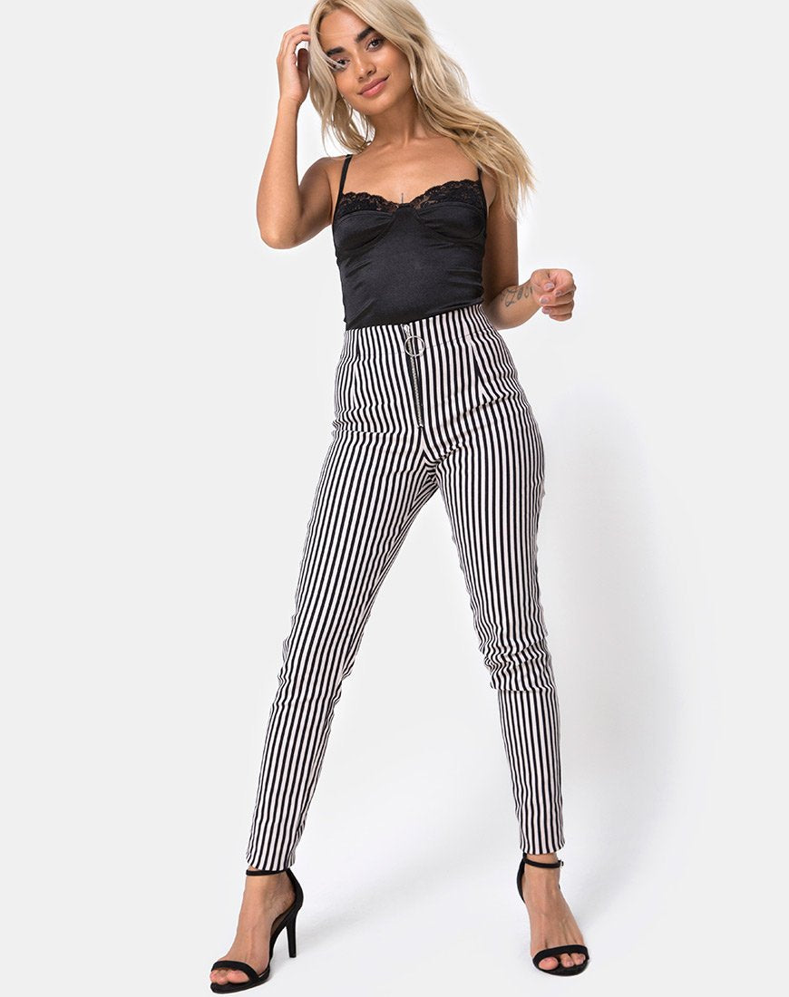 Imagen del pantalón Jolim Mini Pinstripe Negro y Nude