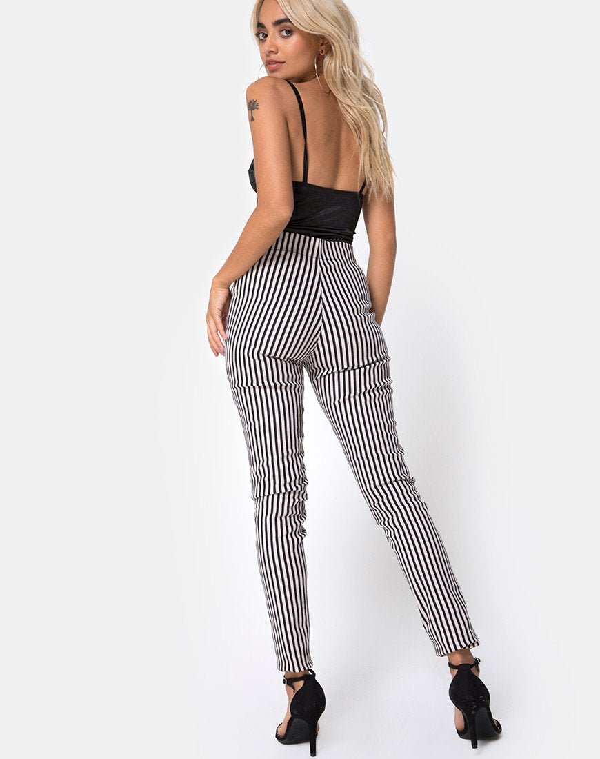 Pantalón Jolim en mini raya diplomática negro y nude