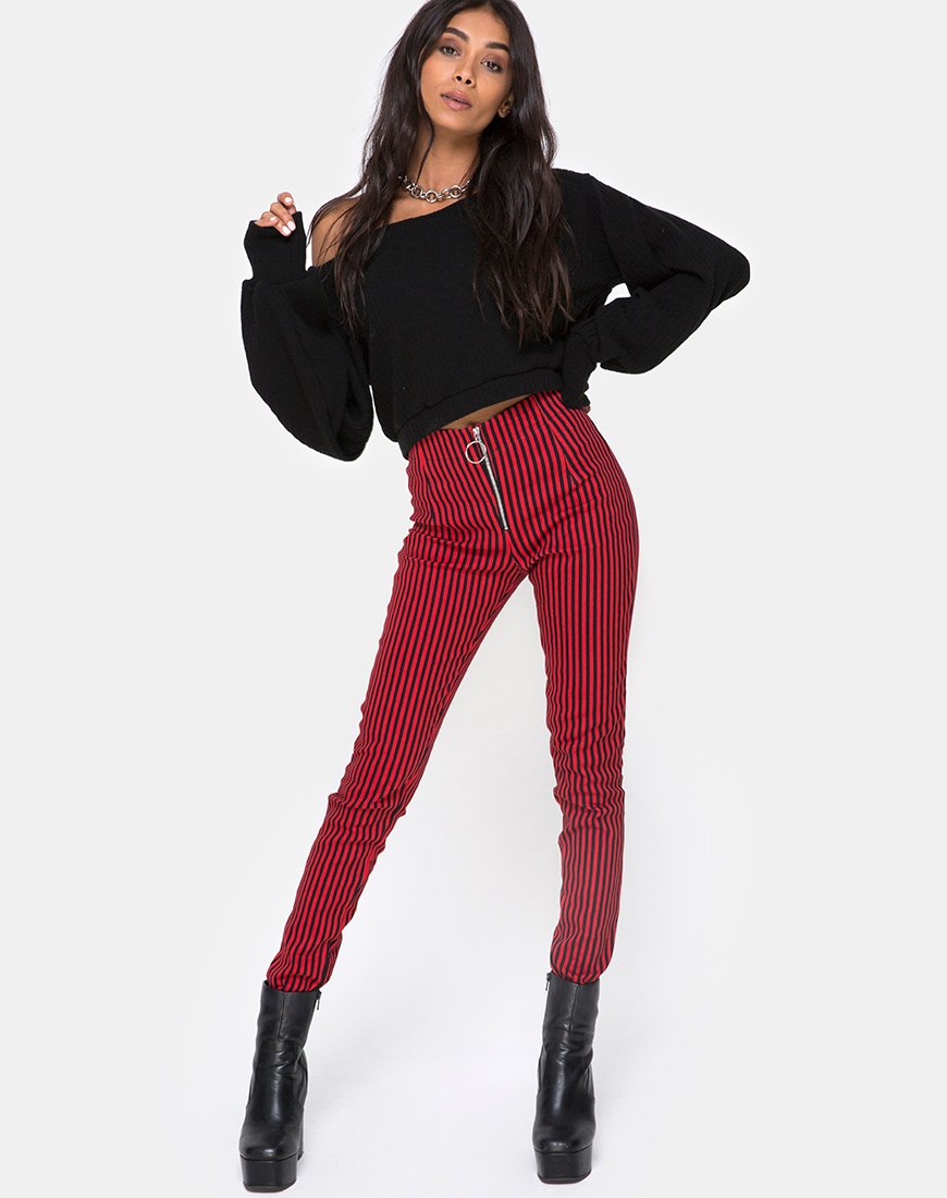 Pantalón Jolim Mini Rayas Rojo y Negro