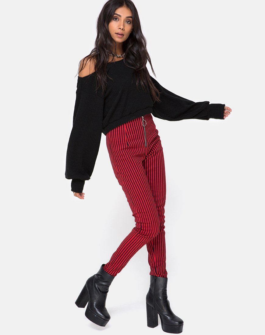 Imagen del pantalón Jolim Mini Stripe Rojo y Negro
