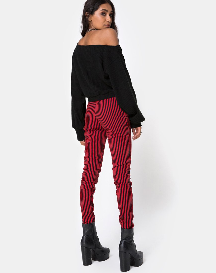 Pantalón Jolim Mini Rayas Rojo y Negro