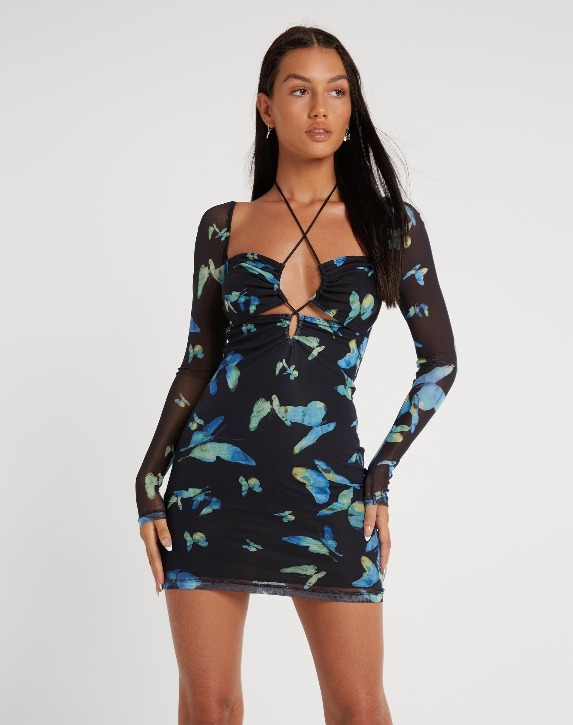 imagen de Juleha Mini Dress in Butterfly Watercolour Black