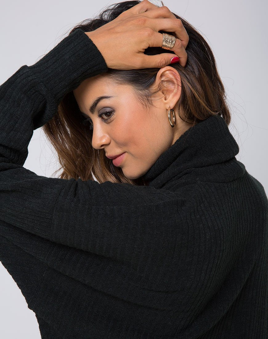 Imagen de Neve Jumper Dress in Rib Knit Negro