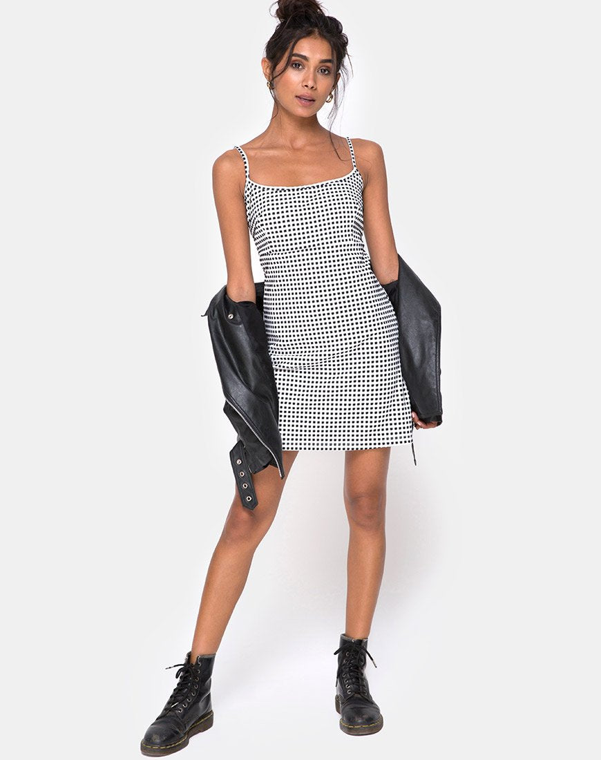Imagen del vestido Junice de guinga marfil negro