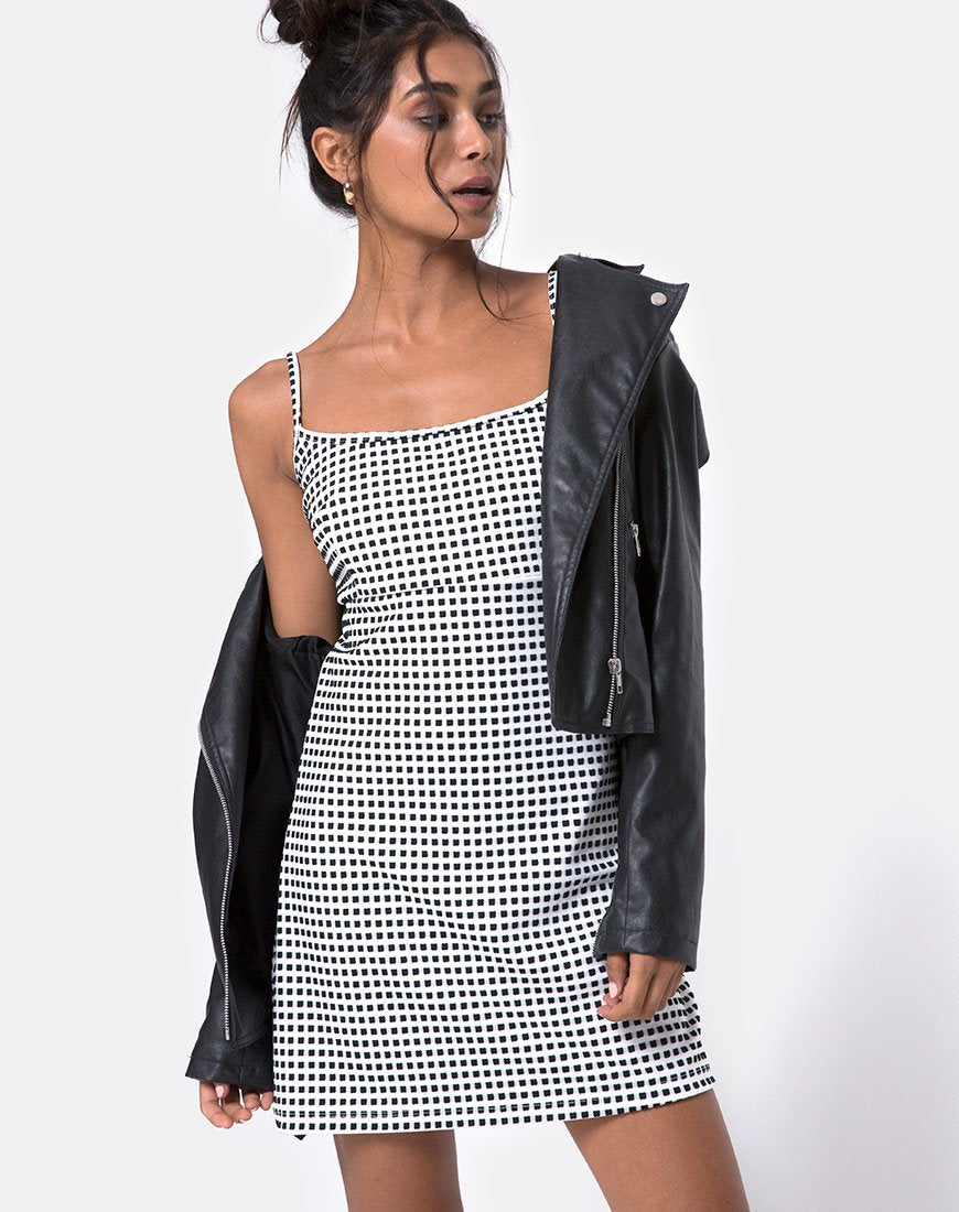 Vestido Junice en Gingham Marfil Negro