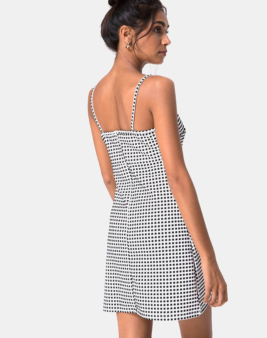 Vestido Junice en Gingham Marfil Negro